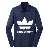 Dopest Mom Cannabis Weed Leaf 420 Pot Stoner Mother Day Silk Touch Performance Long Sleeve Polo