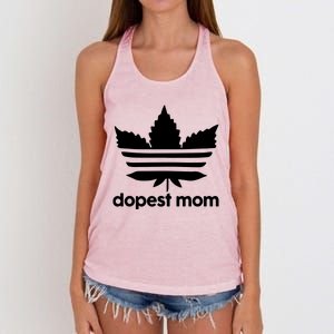 Dopest Mom Cannabis Weed Leaf 420 Pot Stoner Mother Day Women's Knotted Racerback Tank