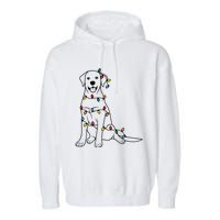 Dog Mom Christmas Lights Family Pet Dog Lover Garment-Dyed Fleece Hoodie