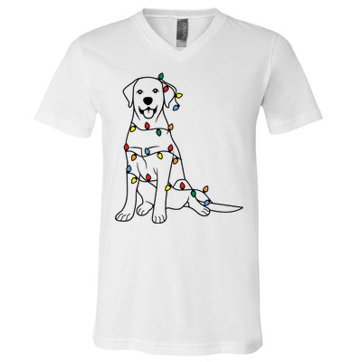 Dog Mom Christmas Lights Family Pet Dog Lover V-Neck T-Shirt