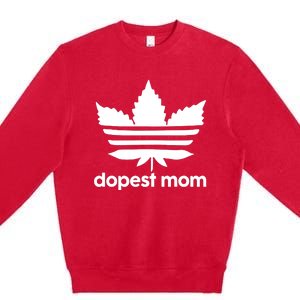 Dopest Mom Cannabis Weed Leaf 420 Pot Stoner Mother Day Premium Crewneck Sweatshirt