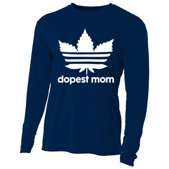 Dopest Mom Cannabis Weed Leaf 420 Pot Stoner Mother Day Cooling Performance Long Sleeve Crew