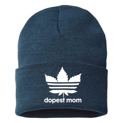 Dopest Mom Cannabis Weed Leaf 420 Pot Stoner Mother Day Sustainable Knit Beanie