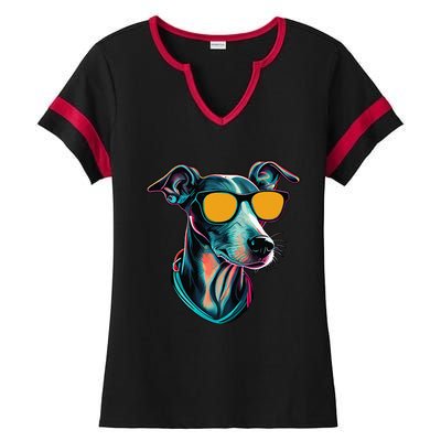 Dad Mom Cool Dog Sunglasses Italian Greyhound Ladies Halftime Notch Neck Tee