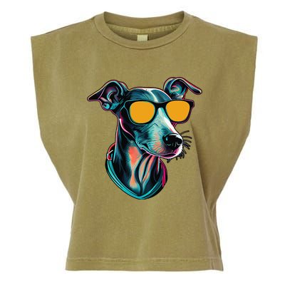 Dad Mom Cool Dog Sunglasses Italian Greyhound Garment-Dyed Women's Muscle Tee