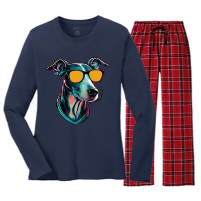 Dad Mom Cool Dog Sunglasses Italian Greyhound Women's Long Sleeve Flannel Pajama Set 