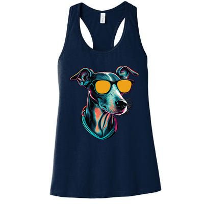 Dad Mom Cool Dog Sunglasses Italian Greyhound Women's Racerback Tank