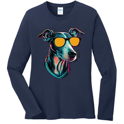 Dad Mom Cool Dog Sunglasses Italian Greyhound Ladies Long Sleeve Shirt