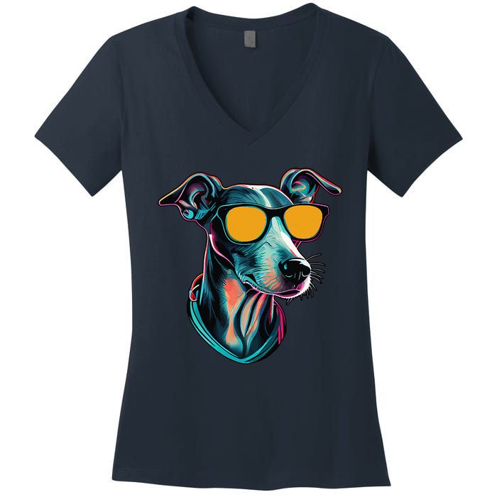 Dad Mom Cool Dog Sunglasses Italian Greyhound Women's V-Neck T-Shirt