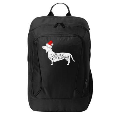 Dachshund Merry Christmas Gift I Doxie Santa Silhouette Gift City Backpack