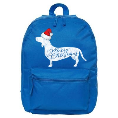 Dachshund Merry Christmas Gift I Doxie Santa Silhouette Gift 16 in Basic Backpack