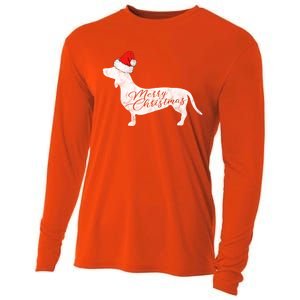 Dachshund Merry Christmas Cool Gift I Doxie Santa Silhouette Cool Gift Cooling Performance Long Sleeve Crew