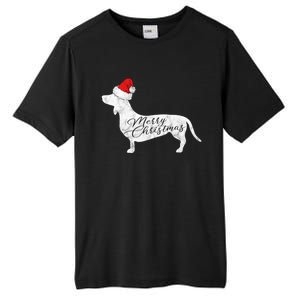 Dachshund Merry Christmas Cool Gift I Doxie Santa Silhouette Cool Gift Tall Fusion ChromaSoft Performance T-Shirt