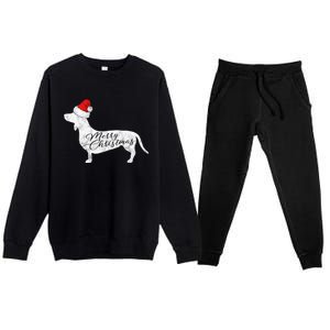 Dachshund Merry Christmas Cool Gift I Doxie Santa Silhouette Cool Gift Premium Crewneck Sweatsuit Set