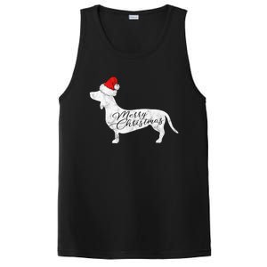 Dachshund Merry Christmas Cool Gift I Doxie Santa Silhouette Cool Gift PosiCharge Competitor Tank