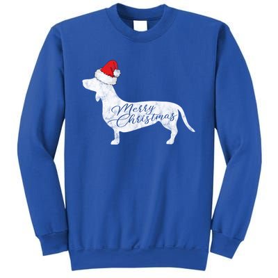 Dachshund Merry Christmas Cool Gift I Doxie Santa Silhouette Cool Gift Sweatshirt