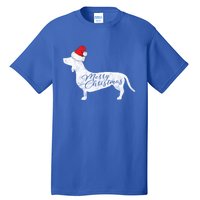 Dachshund Merry Christmas Cool Gift I Doxie Santa Silhouette Cool Gift Tall T-Shirt