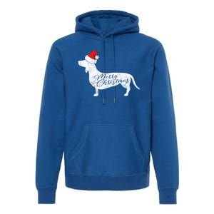 Dachshund Merry Christmas Cool Gift I Doxie Santa Silhouette Cool Gift Premium Hoodie