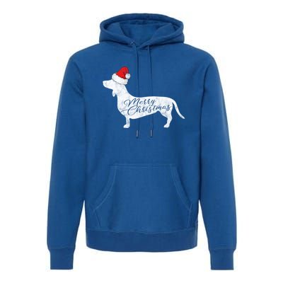 Dachshund Merry Christmas Cool Gift I Doxie Santa Silhouette Cool Gift Premium Hoodie