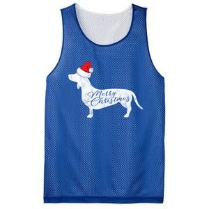 Dachshund Merry Christmas Cool Gift I Doxie Santa Silhouette Cool Gift Mesh Reversible Basketball Jersey Tank