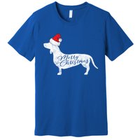 Dachshund Merry Christmas Cool Gift I Doxie Santa Silhouette Cool Gift Premium T-Shirt