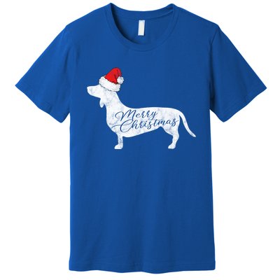 Dachshund Merry Christmas Cool Gift I Doxie Santa Silhouette Cool Gift Premium T-Shirt