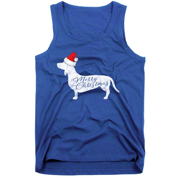 Dachshund Merry Christmas Cool Gift I Doxie Santa Silhouette Cool Gift Tank Top