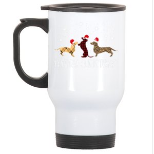 Dachshund Merry Christmas Cute Plaid Leopard Doxie Dog Xmas Gift Stainless Steel Travel Mug