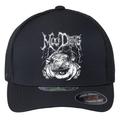 Death Metal Cute Baby Hippo Moo Deng Hippopotamus Flexfit Unipanel Trucker Cap