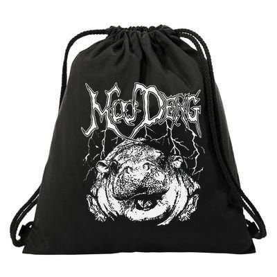 Death Metal Cute Baby Hippo Moo Deng Hippopotamus Drawstring Bag