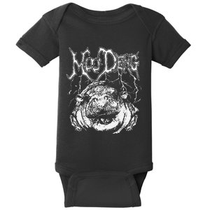 Death Metal Cute Baby Hippo Moo Deng Hippopotamus Baby Bodysuit