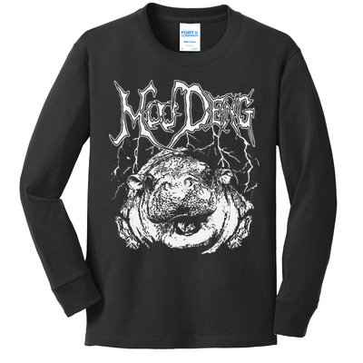 Death Metal Cute Baby Hippo Moo Deng Hippopotamus Kids Long Sleeve Shirt