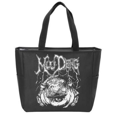 Death Metal Cute Baby Hippo Moo Deng Hippopotamus Zip Tote Bag