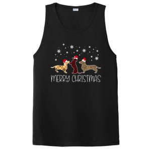 Dachshund Merry Christmas Cute Plaid Leopard Doxie Dog XMas Meaningful Gift PosiCharge Competitor Tank