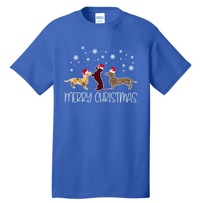 Dachshund Merry Christmas Cute Plaid Leopard Doxie Dog XMas Meaningful Gift Tall T-Shirt