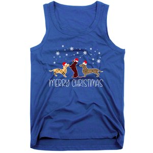 Dachshund Merry Christmas Cute Plaid Leopard Doxie Dog XMas Meaningful Gift Tank Top