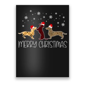 Dachshund Merry Christmas Cute Plaid Leopard Doxie Dog Xmas Poster