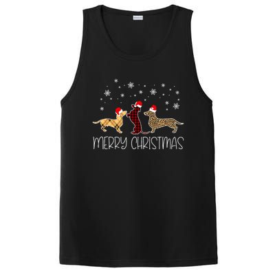 Dachshund Merry Christmas Cute Plaid Leopard Doxie Dog Xmas PosiCharge Competitor Tank