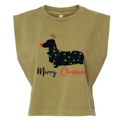 Dachshund Merry Christmas Winter Dogs Christmas Garment-Dyed Women's Muscle Tee