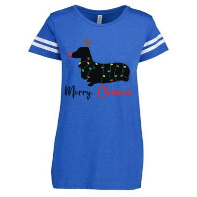 Dachshund Merry Christmas Winter Dogs Christmas Enza Ladies Jersey Football T-Shirt