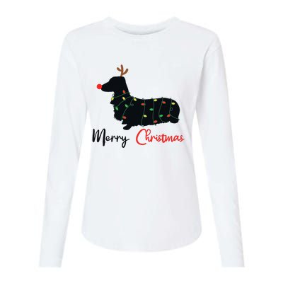 Dachshund Merry Christmas Winter Dogs Christmas Womens Cotton Relaxed Long Sleeve T-Shirt