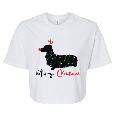 Dachshund Merry Christmas Winter Dogs Christmas Bella+Canvas Jersey Crop Tee