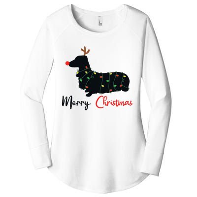 Dachshund Merry Christmas Winter Dogs Christmas Women's Perfect Tri Tunic Long Sleeve Shirt