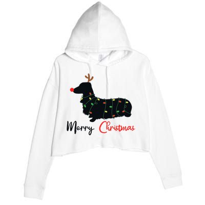 Dachshund Merry Christmas Winter Dogs Christmas Crop Fleece Hoodie