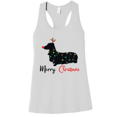 Dachshund Merry Christmas Winter Dogs Christmas Women's Racerback Tank