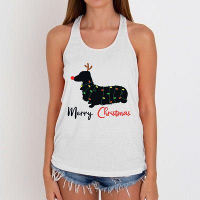 Dachshund Merry Christmas Winter Dogs Christmas Women's Knotted Racerback Tank