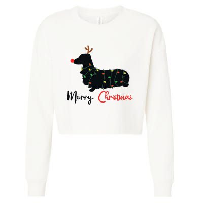 Dachshund Merry Christmas Winter Dogs Christmas Cropped Pullover Crew