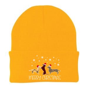 Dachshund Merry Christmas Cute Plaid Leopard Doxie Dog Xgiftmas Gift Knit Cap Winter Beanie