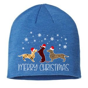 Dachshund Merry Christmas Cute Plaid Leopard Doxie Dog Xgiftmas Gift Sustainable Beanie