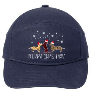 Dachshund Merry Christmas Cute Plaid Leopard Doxie Dog Xgiftmas Gift 7-Panel Snapback Hat